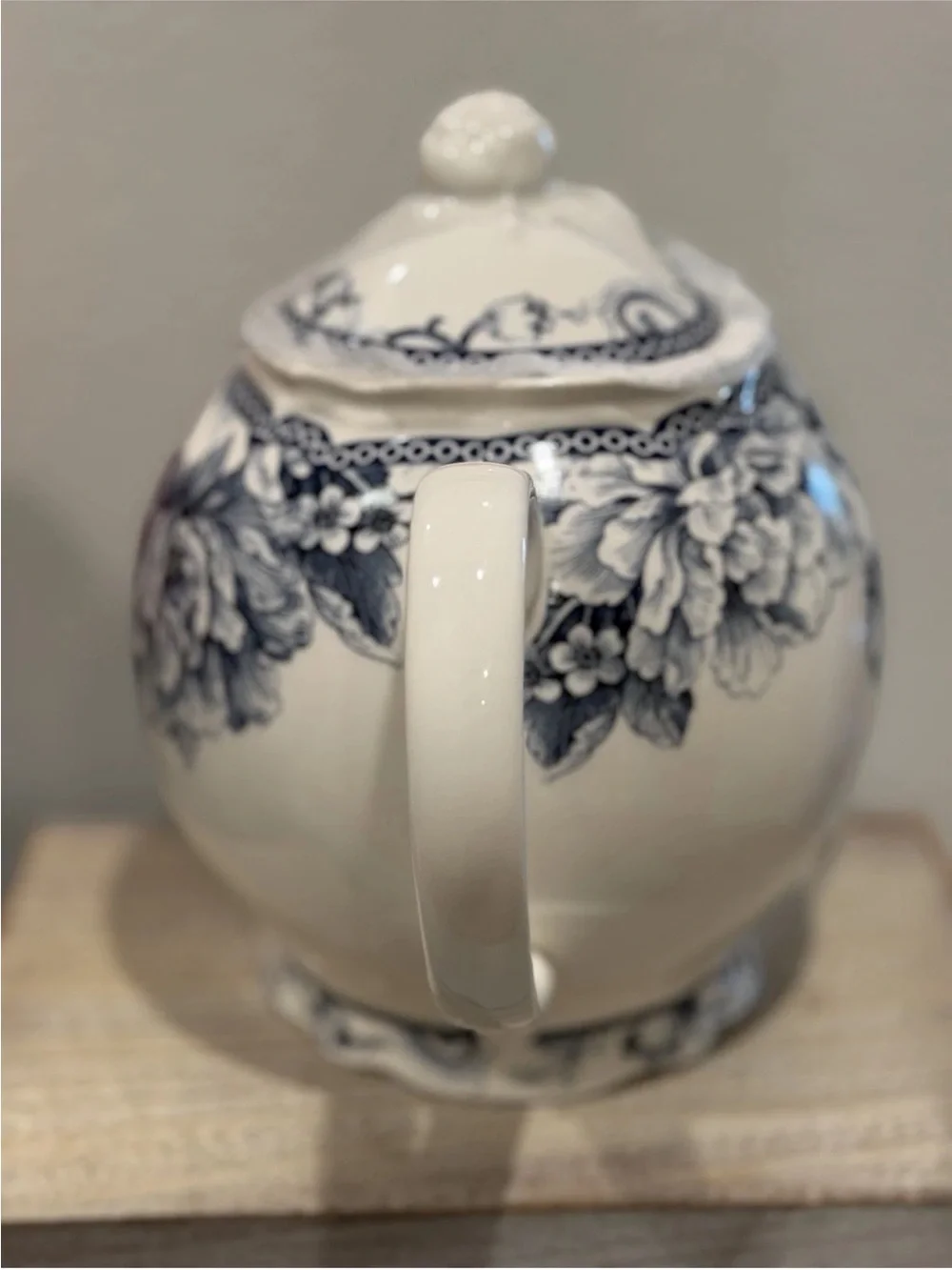 222 Fifth Adelaide Blue Floral Bird Porcelain Tea Pot 7